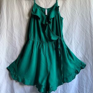 Green Romper with Ruffles